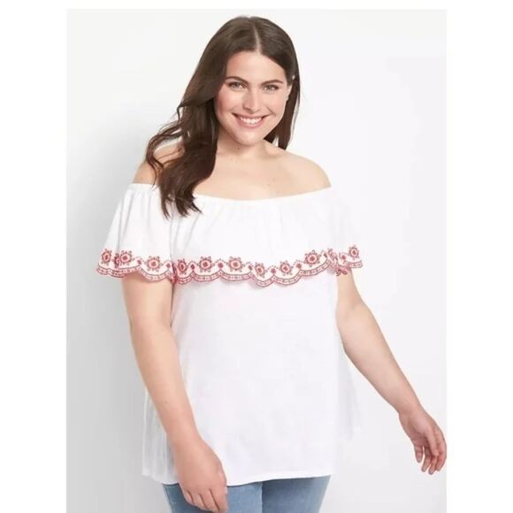 Lane Bryant -Swing Ruffle Off-The-Shoulder Knit Top - Picture 1 of 4